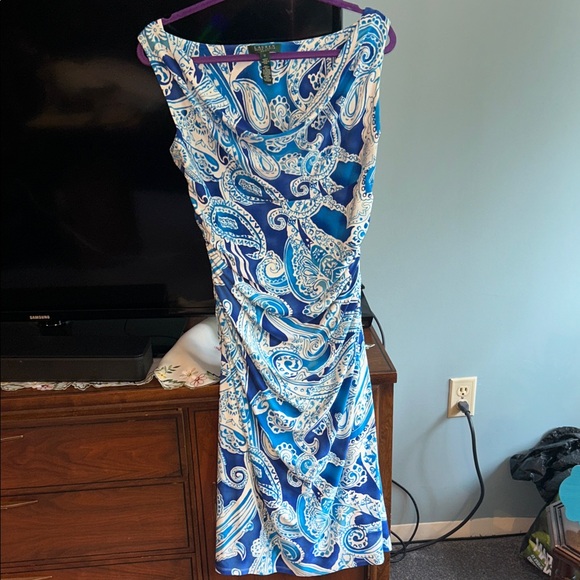Lauren Ralph Lauren Blue Paisley Sleeveless Dress runs small so I listed it 10 - Picture 3 of 5